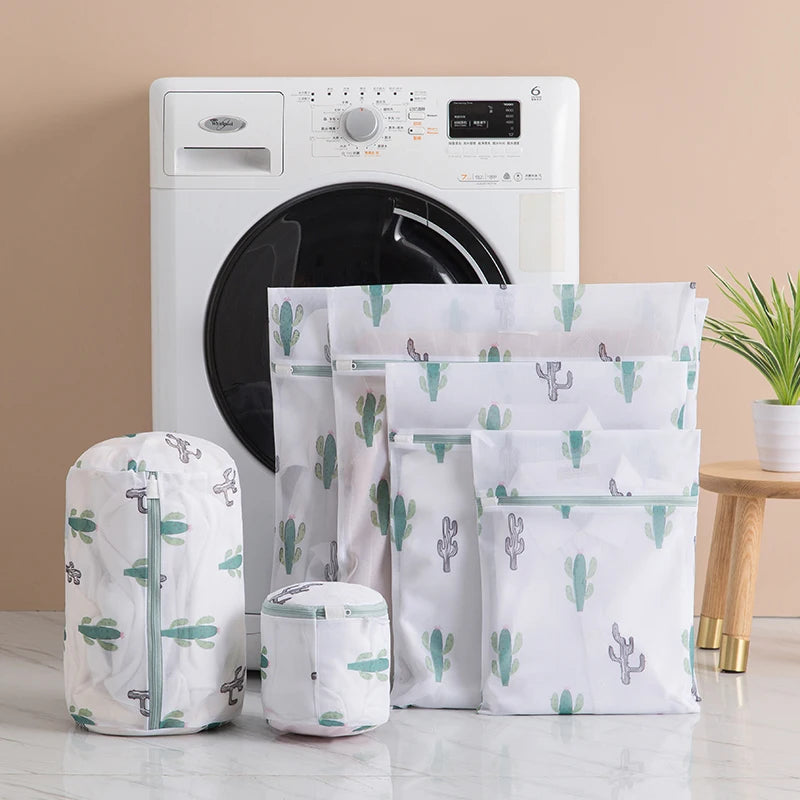 Laundry Bag Fine Mesh Cute Printted Washing Bags For Washing Machine Clothes Organizer Underwear Bra Clean Basket Multiple Sizes