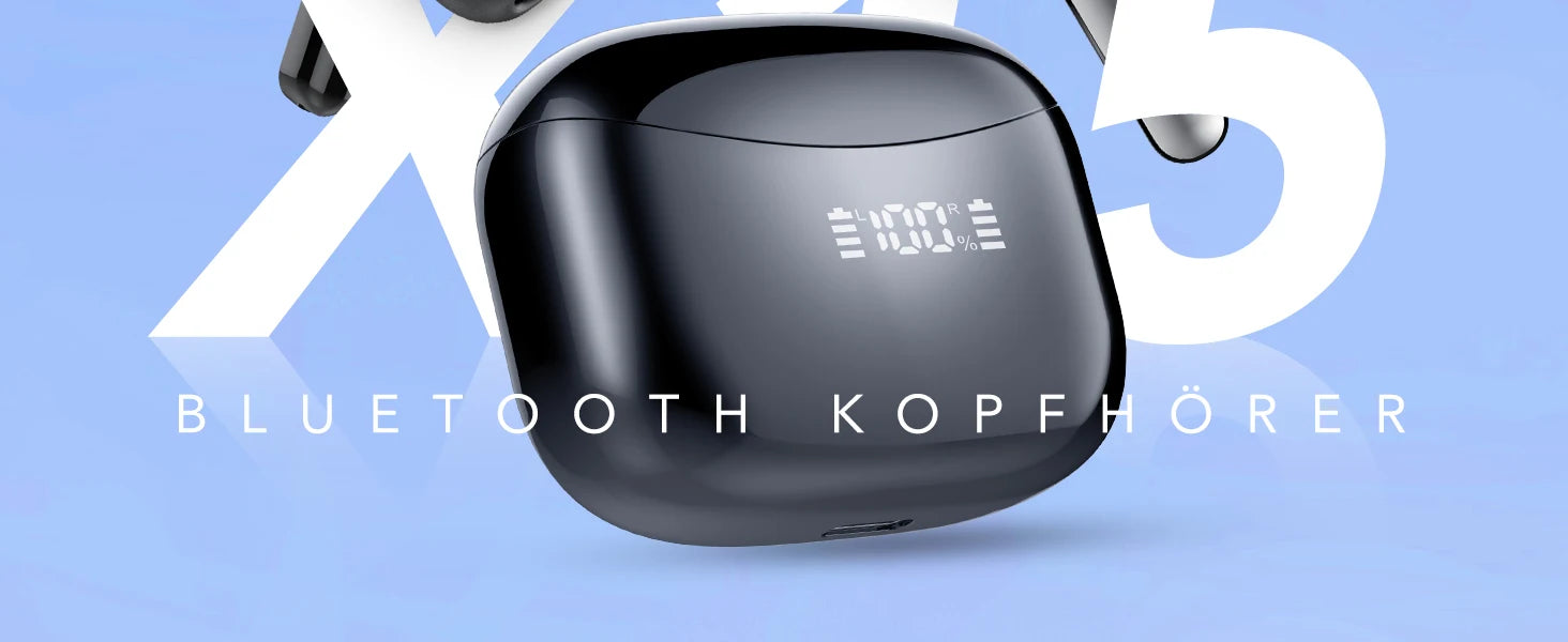 Wireless Bluetooth Earbuds Headphones 52 Hrs Playtime IPX7 Waterproof 4 Mic Call Noise Cancelling with LED Display Charging Case