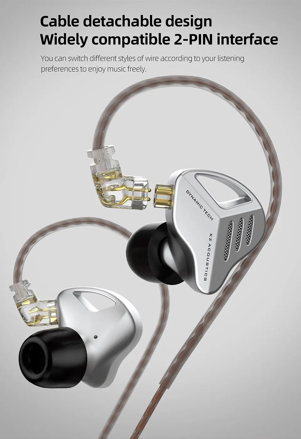 KZ ZVX Earphones Dynamic HIFI Bass Earbuds In Ear Monitor Headphones Sport Noise Cancelling Headset