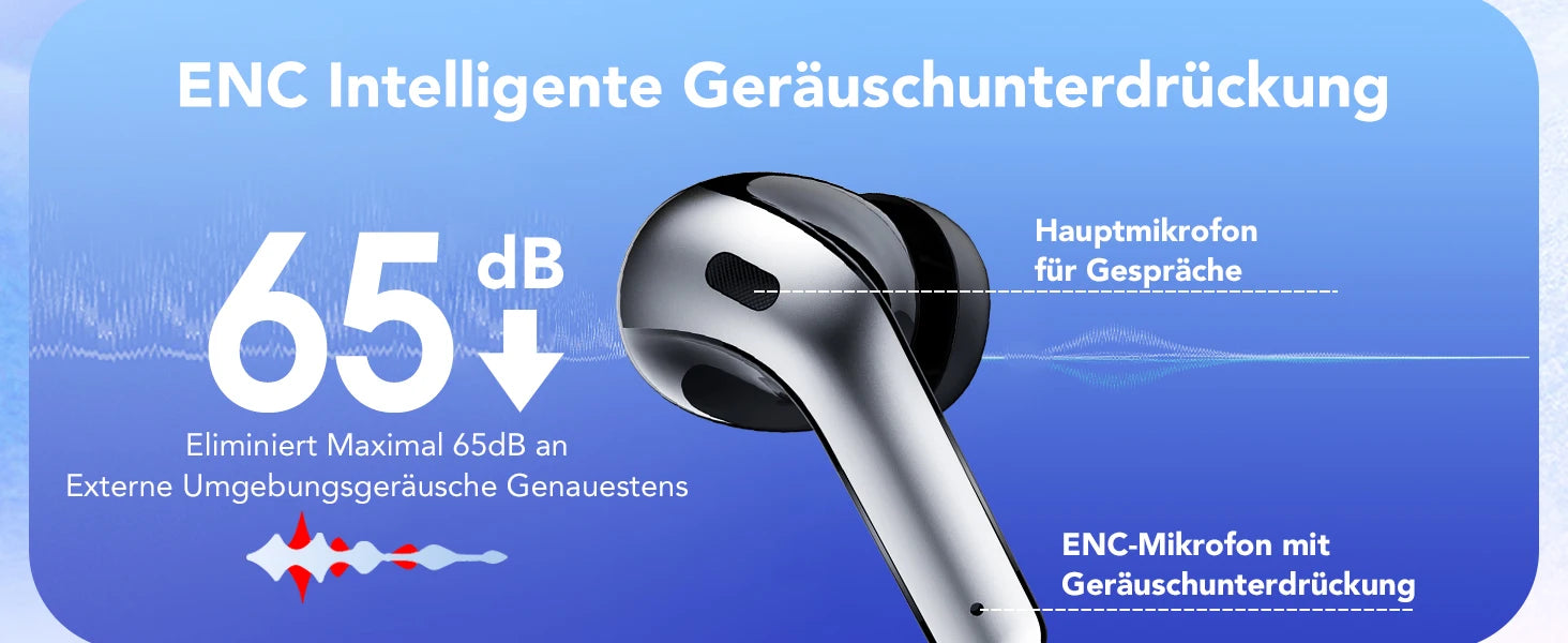 Wireless Bluetooth Earbuds Headphones 52 Hrs Playtime IPX7 Waterproof 4 Mic Call Noise Cancelling with LED Display Charging Case