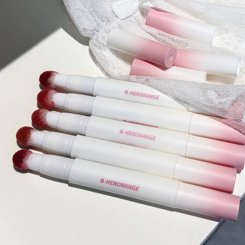 Liquid Lipstick With Cushion Applicator Velvet Matte Lip Gloss Moisturizing Creamy Soft Liquid Blush Lip Stick Multi-uses Makeup