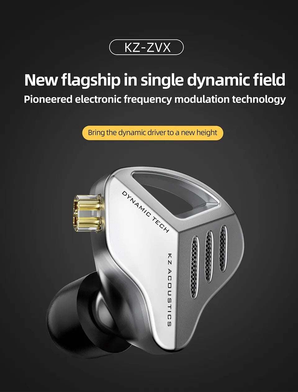 KZ ZVX Earphones Dynamic HIFI Bass Earbuds In Ear Monitor Headphones Sport Noise Cancelling Headset