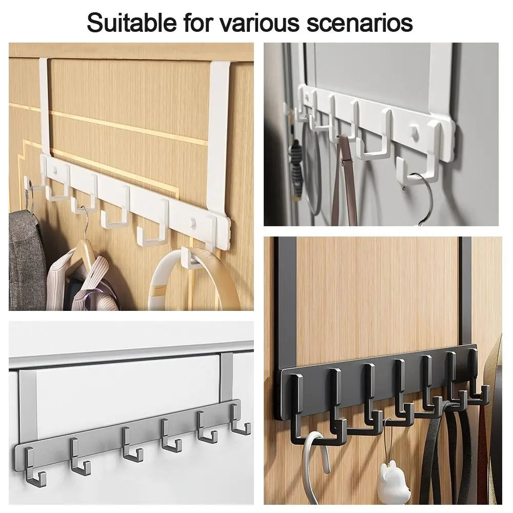 Hooks Over The Door 6 Hooks Clothes Coat Hat Towel Hanger Bathroom Organizer Rack Door Hanger Holder Home Kitchen Accessories