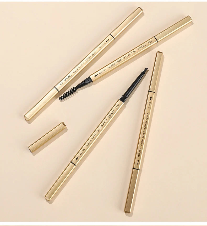 Small Gold Bars Double-end Ultra-fine Eyebrow Pencil Triangle Eyebrow Pen Refill Brow Brush Draw Stereoscopic Long-Lasting Brows