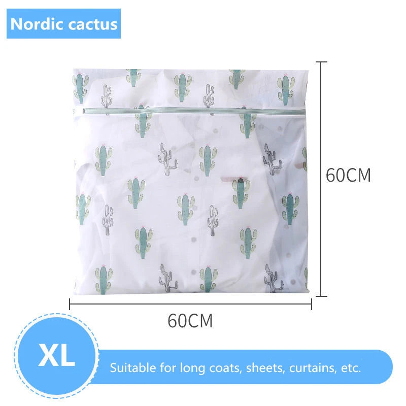 Laundry Bag Fine Mesh Cute Printted Washing Bags For Washing Machine Clothes Organizer Underwear Bra Clean Basket Multiple Sizes