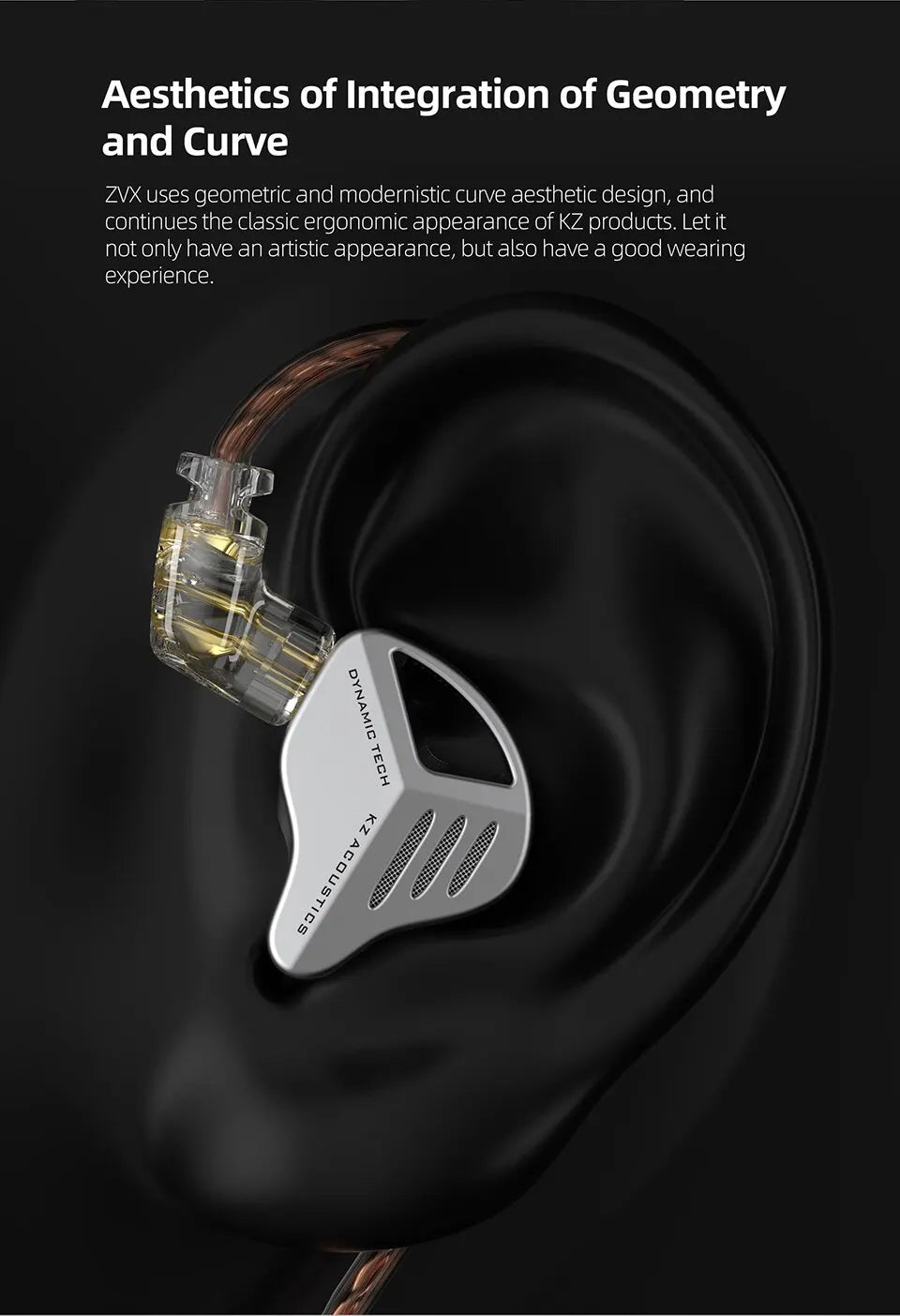 KZ ZVX Earphones Dynamic HIFI Bass Earbuds In Ear Monitor Headphones Sport Noise Cancelling Headset