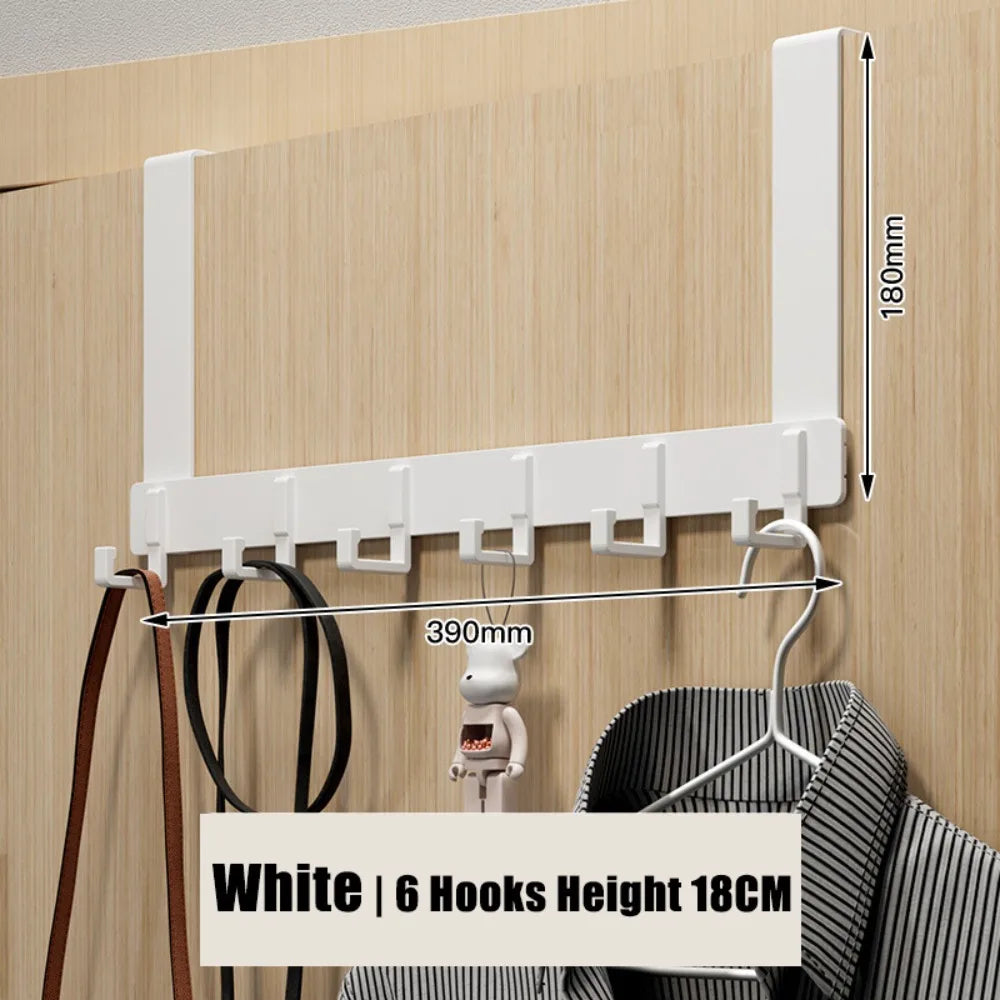 Hooks Over The Door 6 Hooks Clothes Coat Hat Towel Hanger Bathroom Organizer Rack Door Hanger Holder Home Kitchen Accessories