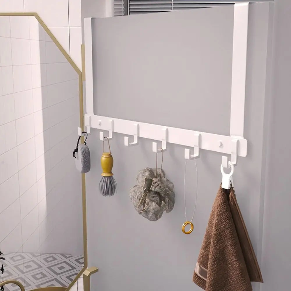 Hooks Over The Door 6 Hooks Clothes Coat Hat Towel Hanger Bathroom Organizer Rack Door Hanger Holder Home Kitchen Accessories