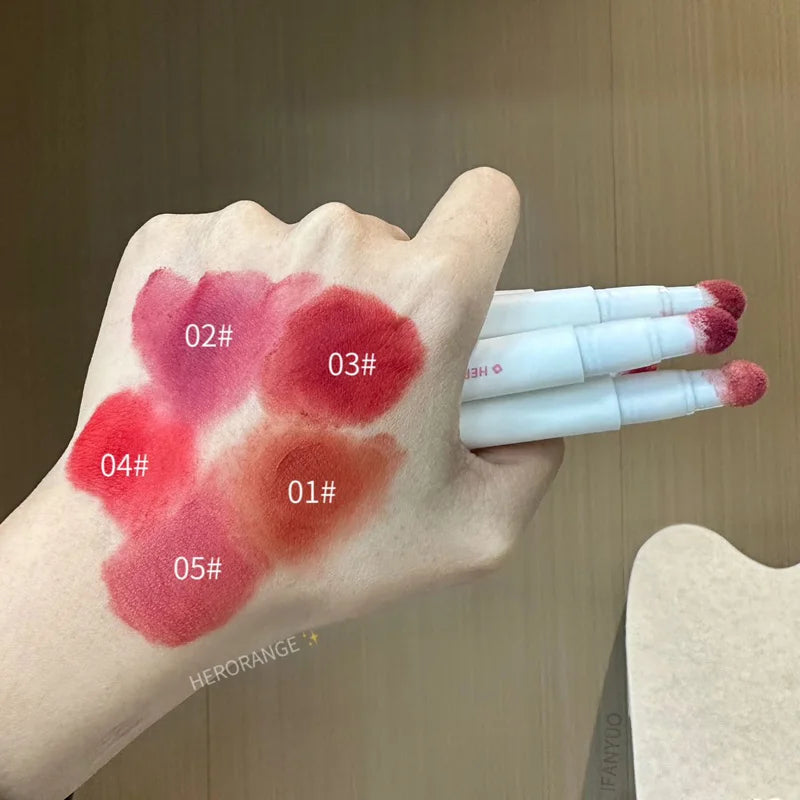 Liquid Lipstick With Cushion Applicator Velvet Matte Lip Gloss Moisturizing Creamy Soft Liquid Blush Lip Stick Multi-uses Makeup