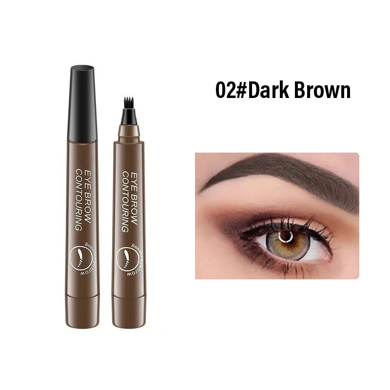 4 Splitted Head Eyebrow Pencil Long Last Smudge Proof Waterproof Sweat Proof High Pigmented Easy Apply Liquid Brow Makeup Pen
