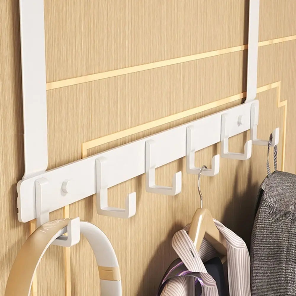 Hooks Over The Door 6 Hooks Clothes Coat Hat Towel Hanger Bathroom Organizer Rack Door Hanger Holder Home Kitchen Accessories