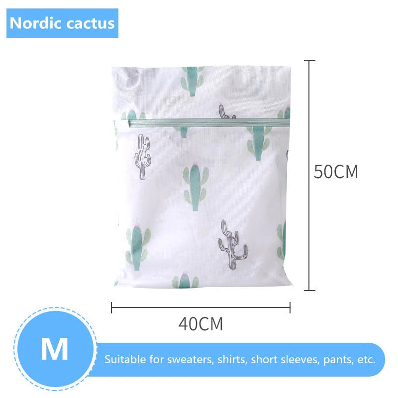 Laundry Bag Fine Mesh Cute Printted Washing Bags For Washing Machine Clothes Organizer Underwear Bra Clean Basket Multiple Sizes