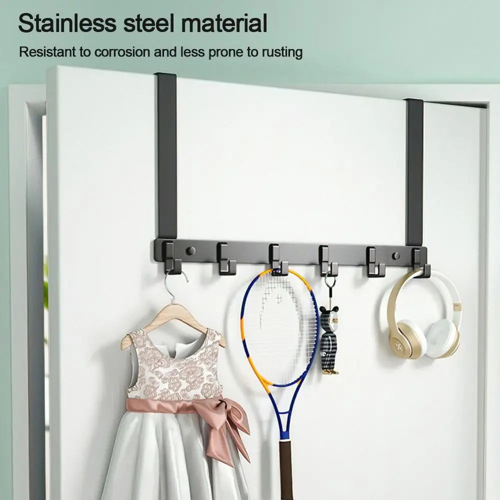 Hooks Over The Door 6 Hooks Clothes Coat Hat Towel Hanger Bathroom Organizer Rack Door Hanger Holder Home Kitchen Accessories