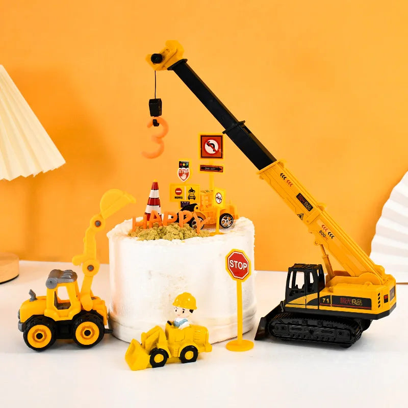Engineering Vehicle Cake Decorations Construction Car Truck Excavator Cake Toppers Kids Boys Construction Birthday Party Favors