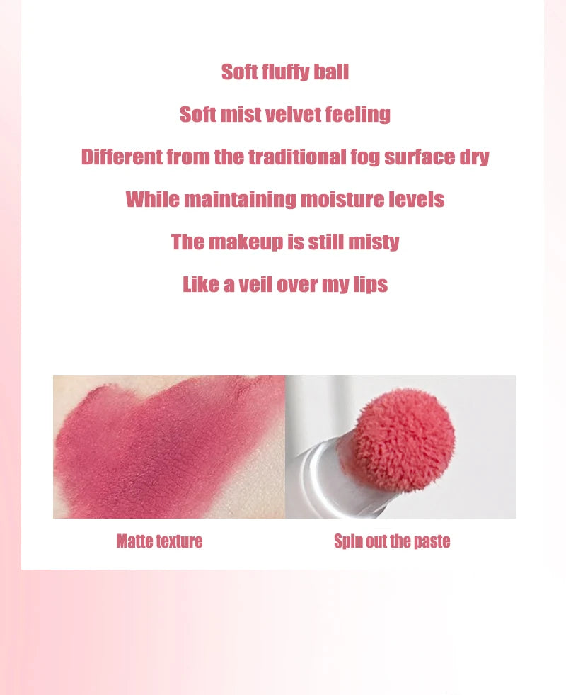 Liquid Lipstick With Cushion Applicator Velvet Matte Lip Gloss Moisturizing Creamy Soft Liquid Blush Lip Stick Multi-uses Makeup