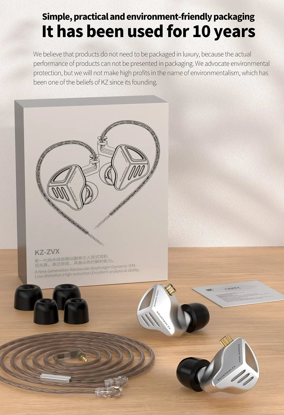 KZ ZVX Earphones Dynamic HIFI Bass Earbuds In Ear Monitor Headphones Sport Noise Cancelling Headset