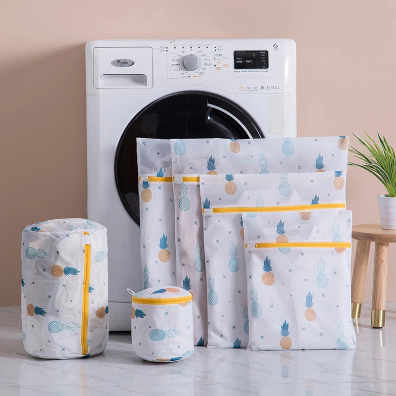 Laundry Bag Fine Mesh Cute Printted Washing Bags For Washing Machine Clothes Organizer Underwear Bra Clean Basket Multiple Sizes