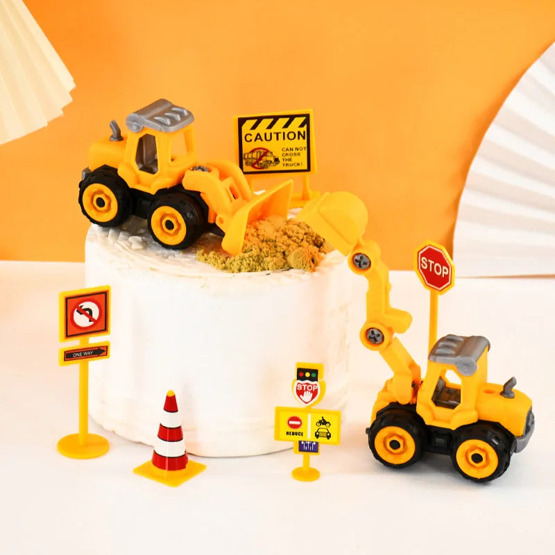Engineering Vehicle Cake Decorations Construction Car Truck Excavator Cake Toppers Kids Boys Construction Birthday Party Favors