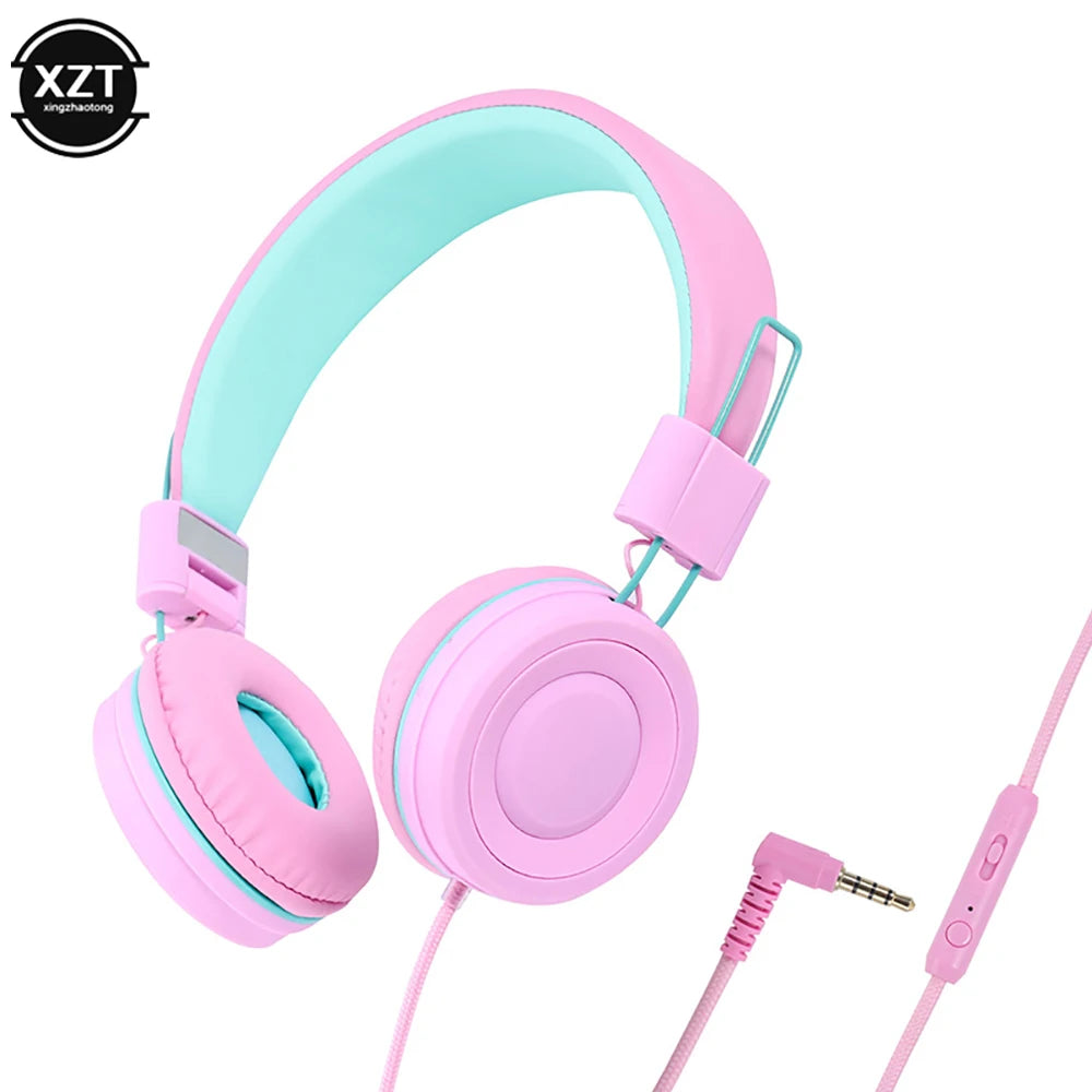 Kids Headphones 3.5mm Audio Jack Wired Earphone Foldable Stereo Headset With Mic for Girls Boys Gift Online Learning Earbuds