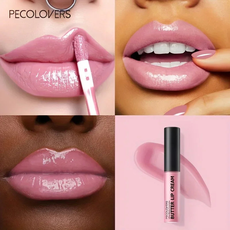 1PC Butter Silky Lip Gloss Hydrating Liquid Lipstick Pink Red Tones Long Lasting Lipgloss