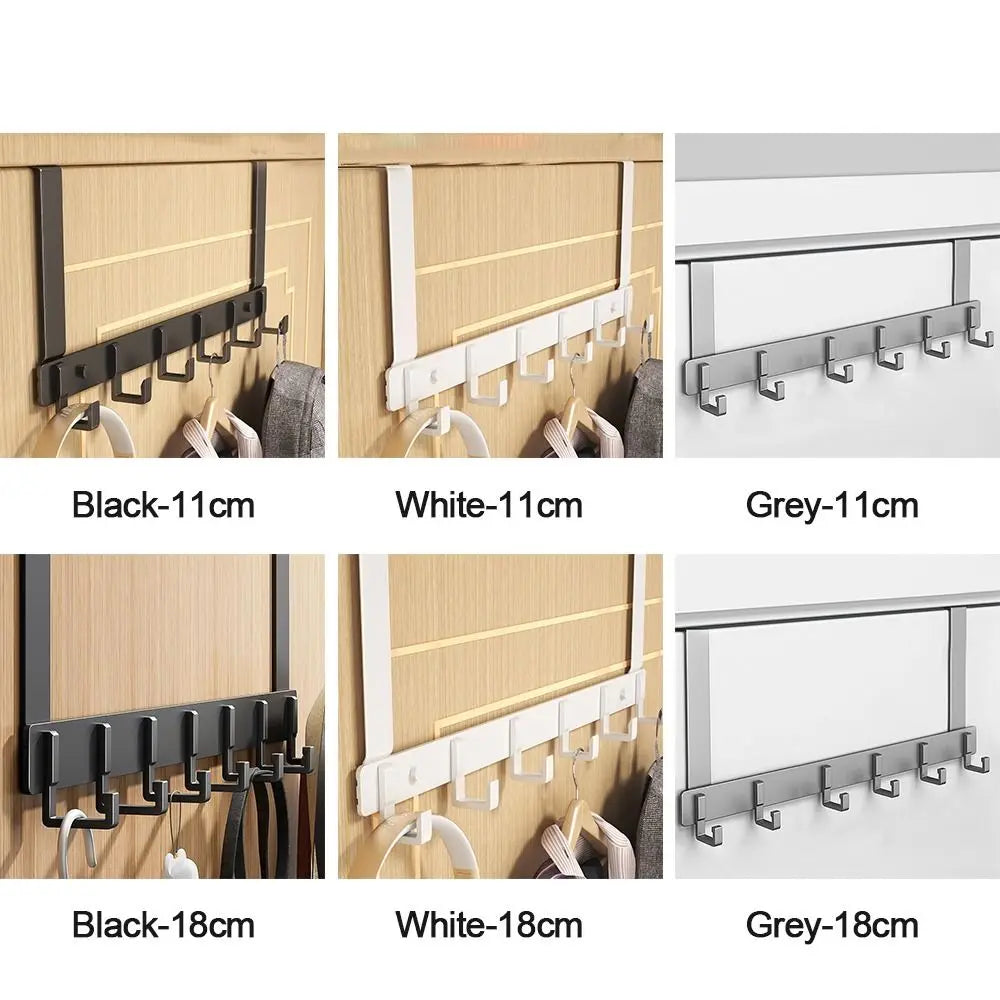 Hooks Over The Door 6 Hooks Clothes Coat Hat Towel Hanger Bathroom Organizer Rack Door Hanger Holder Home Kitchen Accessories