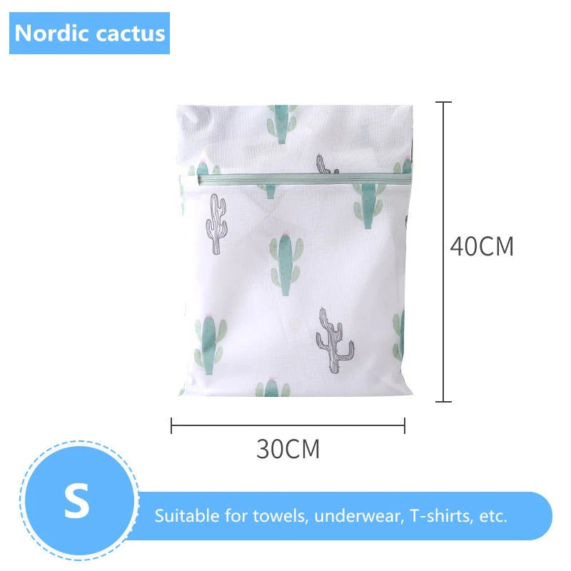 Laundry Bag Fine Mesh Cute Printted Washing Bags For Washing Machine Clothes Organizer Underwear Bra Clean Basket Multiple Sizes