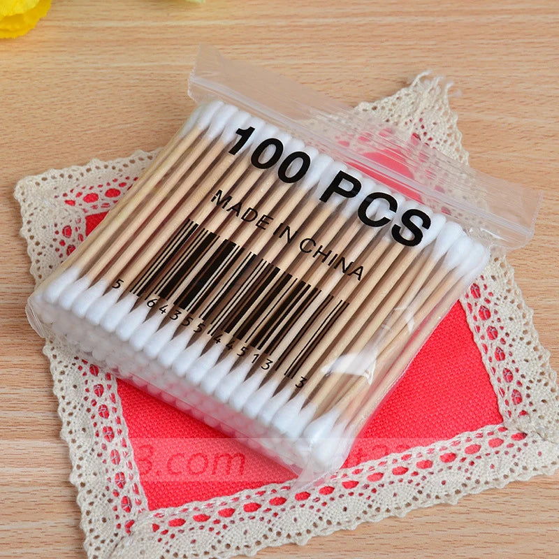 100/500pcs Double Head Cotton Swab Women Makeup Cotton Buds Tip For Wood Sticks Nose Ears Cleaning Health Care Tools