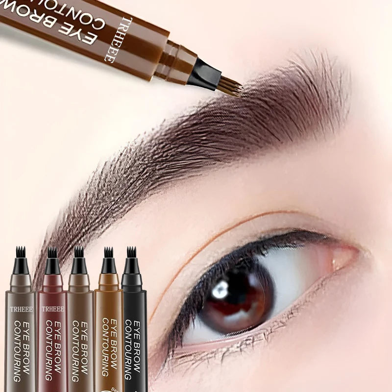 4 Splitted Head Eyebrow Pencil Long Last Smudge Proof Waterproof Sweat Proof High Pigmented Easy Apply Liquid Brow Makeup Pen