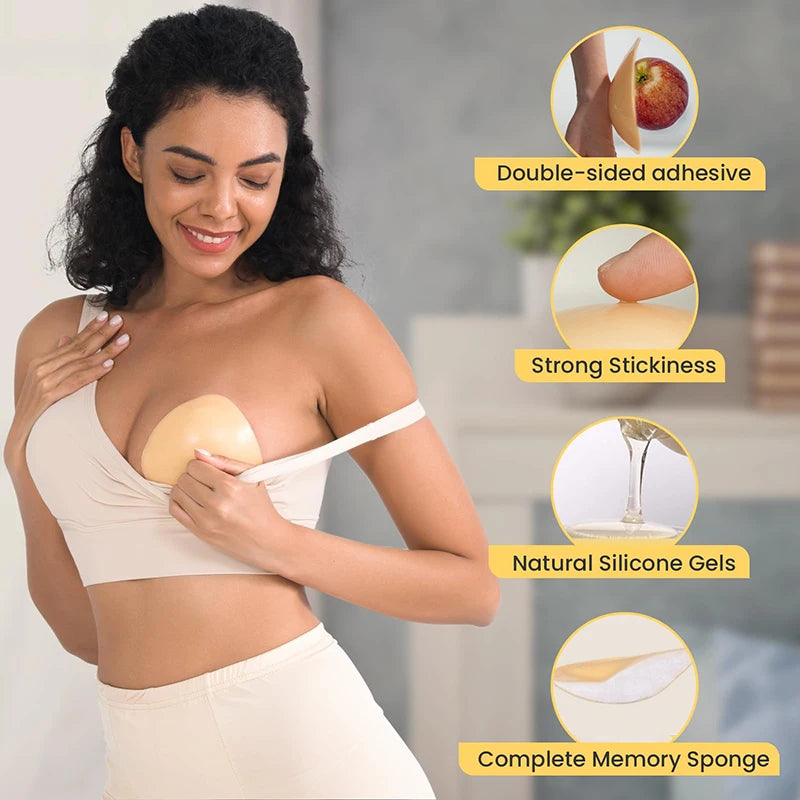 Double Sided Push Up Sticky Inserts Women Reusable Ultra Boost Padding Inserts for Bikini Swimsuit Sports Strapless Bra Pads