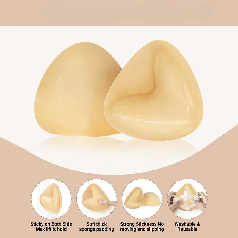 Double Sided Push Up Sticky Inserts Women Reusable Ultra Boost Padding Inserts for Bikini Swimsuit Sports Strapless Bra Pads