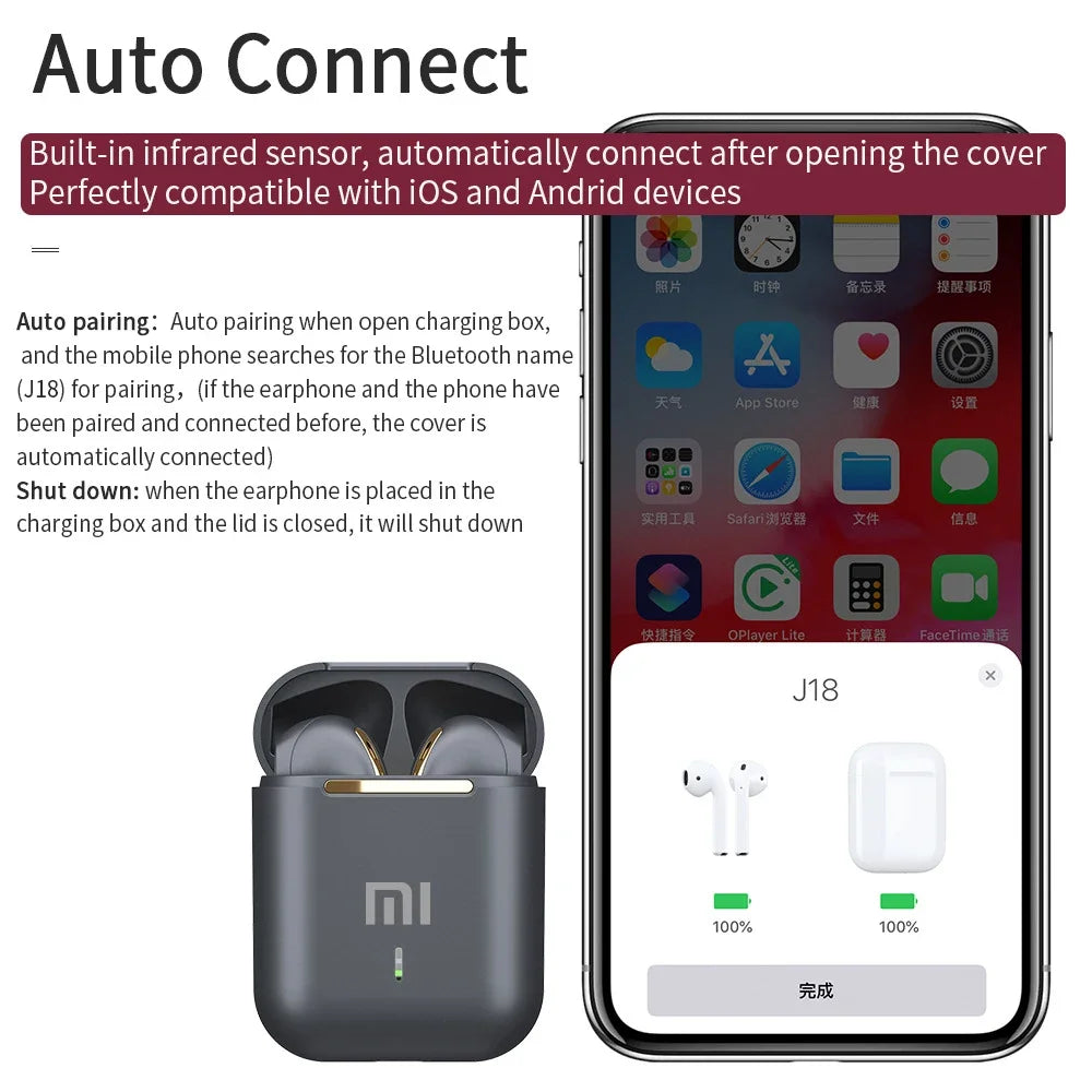 Original XIAOMI J18 Headset Wireless Earphones Bluetooth Headphones True For Stereo Sport Game TWS Earbuds In Ear With Mic Touch