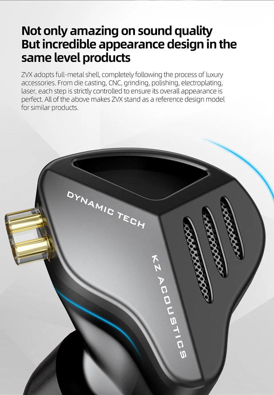 KZ ZVX Earphones Dynamic HIFI Bass Earbuds In Ear Monitor Headphones Sport Noise Cancelling Headset