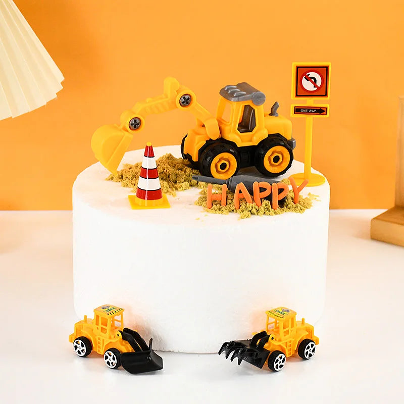 Engineering Vehicle Cake Decorations Construction Car Truck Excavator Cake Toppers Kids Boys Construction Birthday Party Favors